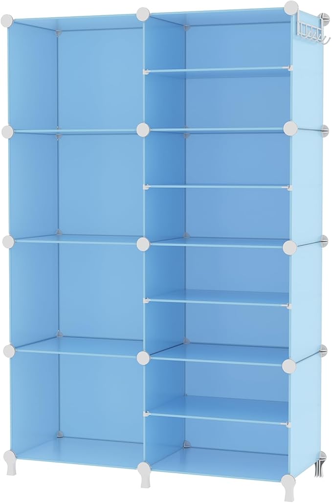 AWTATOS Closet Organizer 8 Cube Storage Shelves, Blue | Closet Storage, Clothes Organizers, Stackable Cubby Shelving, for Closet Bedroom Living Room