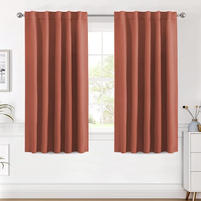 H.VERSAILTEX Blackout Curtains Thermal Insulated Window Treatment Panels Room Darkening Blackout Drapes for Living Room Back Tab/Rod Pocket Bedroom Draperies (2 Panels, Orange, 42 x 54 Inch)
