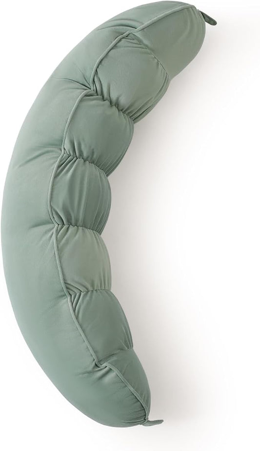 Peallow(Pat. Pend) – Long Round Body Pillow for Adults, Bolster Pillow for Sleeping, Soft and Supportive Pillow for Sleeping & Lumbar Support(Willow Green,39")