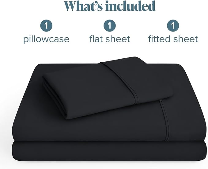 Bare Home Twin XL Sheet Set - 1800 Ultra-Soft (Twin XL, Black) | Deep Pockets 6 to 15 Inches, Breathable, Hypoallergenic, Hotel Luxury, Easy Fit, Soft, All-Season