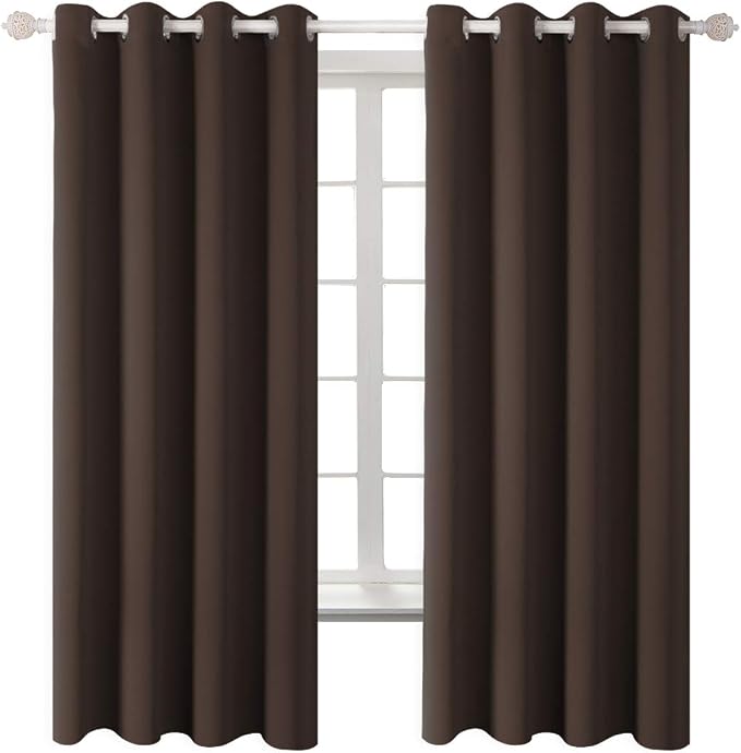 BGment Blackout Curtains for Bedroom - Grommet Thermal Insulated Room Darkening Curtains for Living Room, Set of 2 Panels (52 x 72 Inch, Brown) | Grommet Top, Black Out, Room Darkening, Sunblock, Thermal Insulated, Window Drapes for Kids Boys Room, 52x...