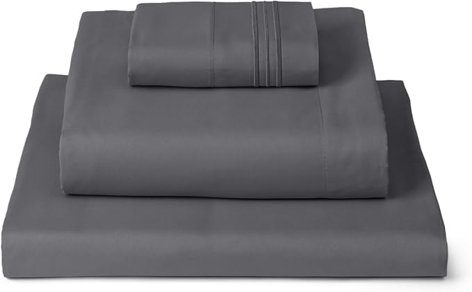 Mellanni Iconic 3-Piece, Ultra Soft Sheet Set (Twin XL, Gray) | 10M+ Sleepers. Lab-tested: Sleeps Cool, Stays Bright, Strong, Smooth. Good Housekeeping Best Bedding, 7 yrs running.