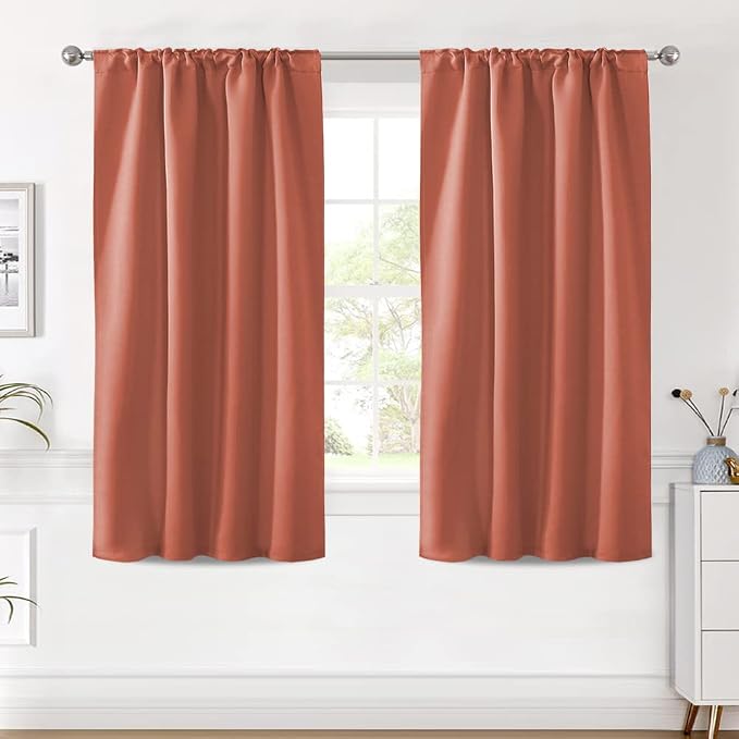 H.VERSAILTEX Blackout Curtains Thermal Insulated Window Treatment Panels Room Darkening Blackout Drapes for Living Room Back Tab/Rod Pocket Bedroom Draperies (2 Panels, Orange, 42 x 54 Inch)