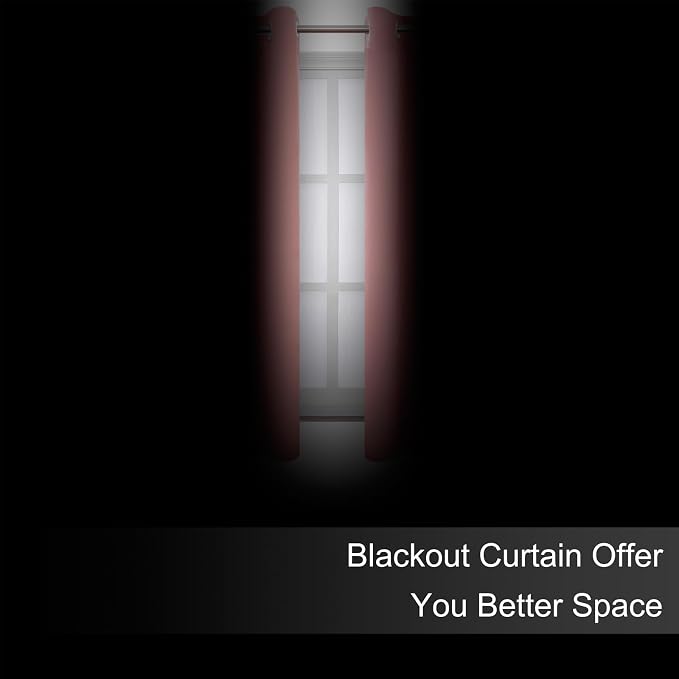 Blackout Curtains 66 x 54 Inch Long Pink Curtains Set of 2 Panels Room Darkening Curtains for Bedroom and Living Room