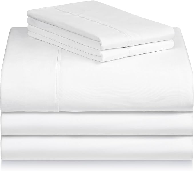 LuxClub 5 PC Split King Sheet Set Bed Sheets Deep Pockets 18" Wrinkle Free Cooling Sheets Machine Washable Hotel Bedding Silky Soft - White Split King | LuxClub Silky Fitted Sheet & Pillowcase Sets, Breathable Comfortable Hotel Luxury Bedding Wrinkle F...