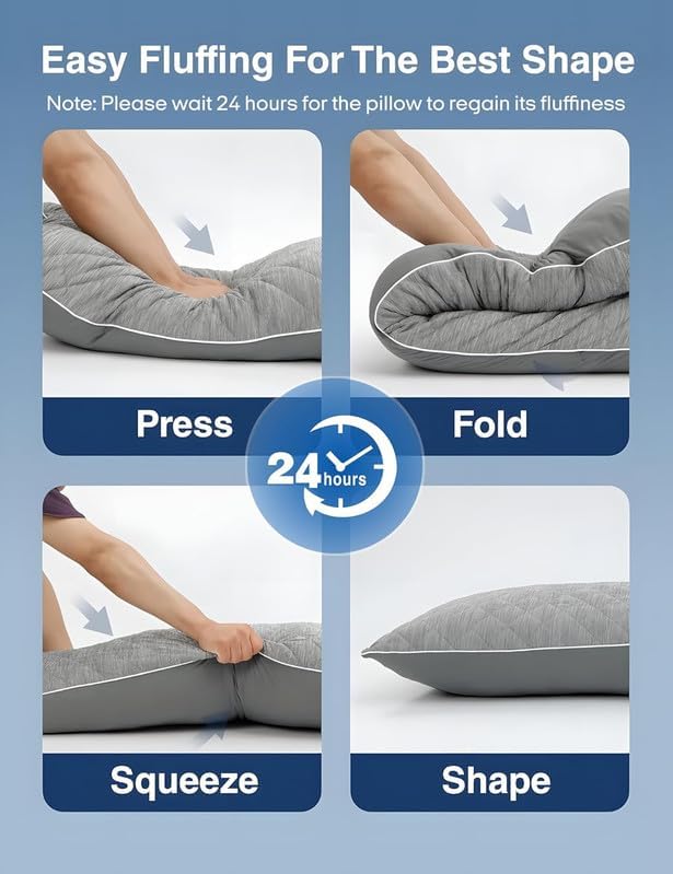 ZonLi Cooling Body Pillow for Adults Side Sleeper & Pregnancy - Memory Foam Insert Long Body Pillow 20 x 54 Inch with Washable Pillowcase, Gift for Men Women Grey