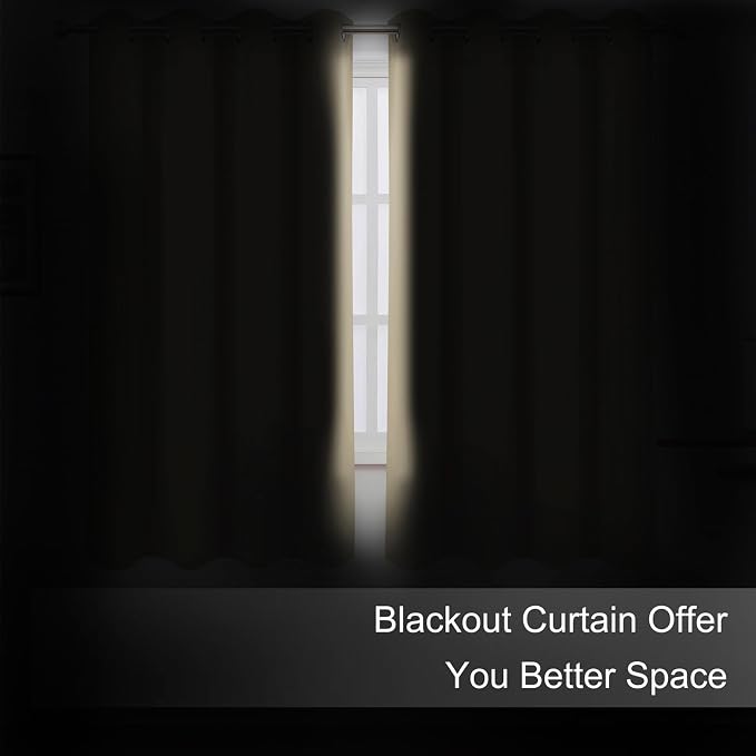 Blackout Curtains 66 x 72 Inch Long Beige Curtains Set of 2 Panels Room Darkening Curtains for Bedroom and Living Room
