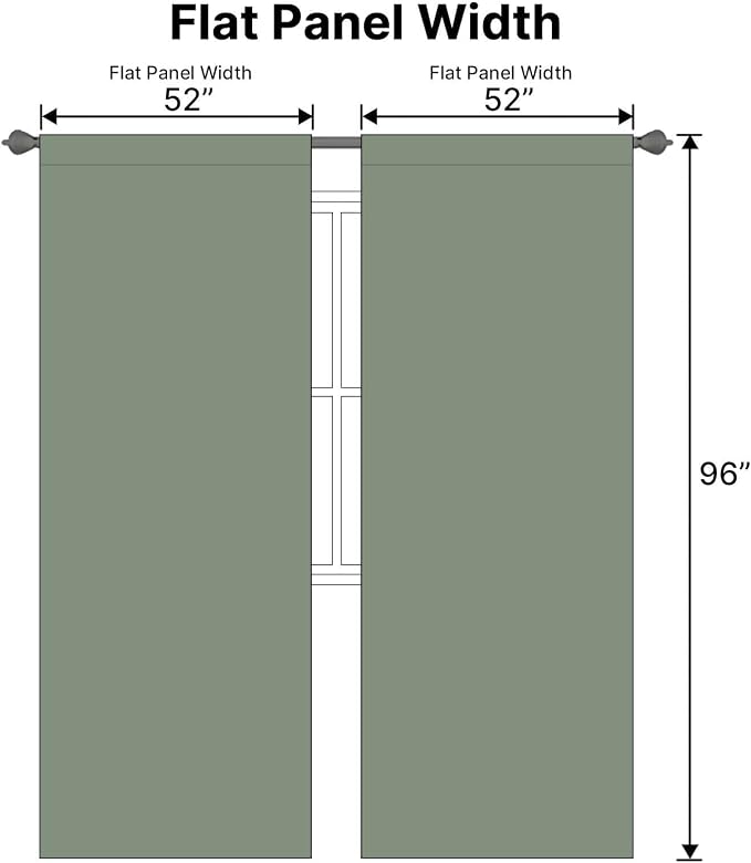 H.VERSAILTEX Blackout Curtains Thermal Insulated Window Treatment Panels Room Darkening Blackout Drapes for Living Room Back Tab/Rod Pocket Bedroom Draperies (2 Panels, Green Bay, 52 x 96 Inch)