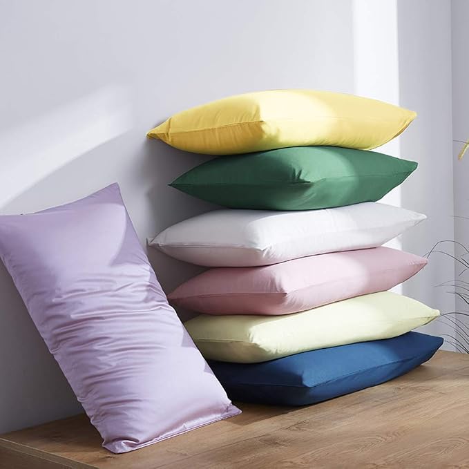 NTBAY Queen Egyptian Cotton Sateen Pillowcases, Set of 2, Ivory | 500 Thread Count Egyptian Cotton Sateen with Envelope Closure, 2 Pack 20 x 30 Inch Pillowcases, Insert Not Included