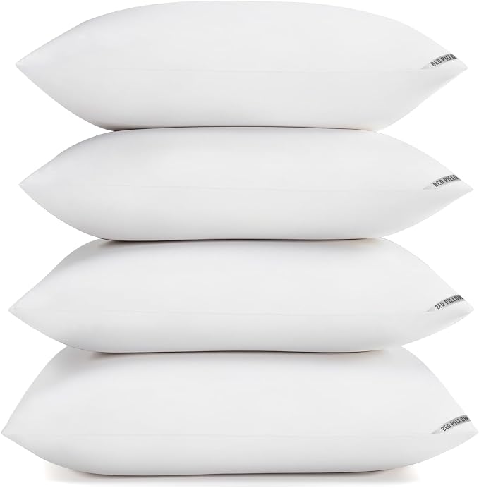 King Size Pillows 4 Pack, Soft Firm Support for Side Back Stomach Sleepers | Set of 4 king pillows with down-alternative plush fill. Breathable & supportive for back, stomach, or side sleepers.