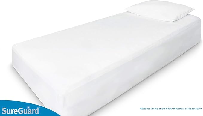 SureGuard Smooth Waterproof Mattress Protector, Twin XL Mattress Cover | Soft Noiseless Breathable Hypoallergenic Washable Mattress Pad, Stretchable Pockets fit Bed 6-18" Deep (Smooth Cotton)