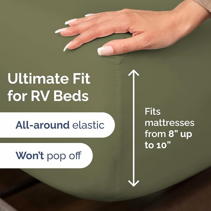 Short Queen Size 4 Piece Bed Sheet Set - RV Short Queen Sheets - Sage Green | Ultra-Soft, Breathable & Cooling Bed Sheets Set with Deep Pockets, Hotel Luxury Bedding for Women & Men, Wrinkle & Fade Free