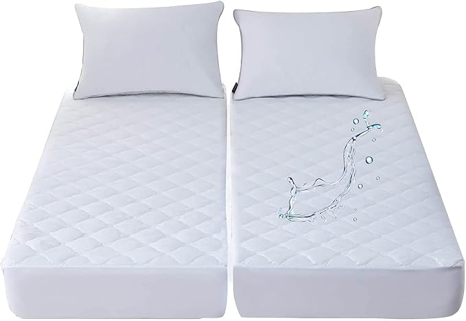 Kingnex Waterproof Split Cal King Mattress Protector Pad for Adjustable Bed | Quilted 2 California Twin XL 36x84 Fitted Cover in 1 Package, Soft, Noiseless, Brushed Microfiber Surface