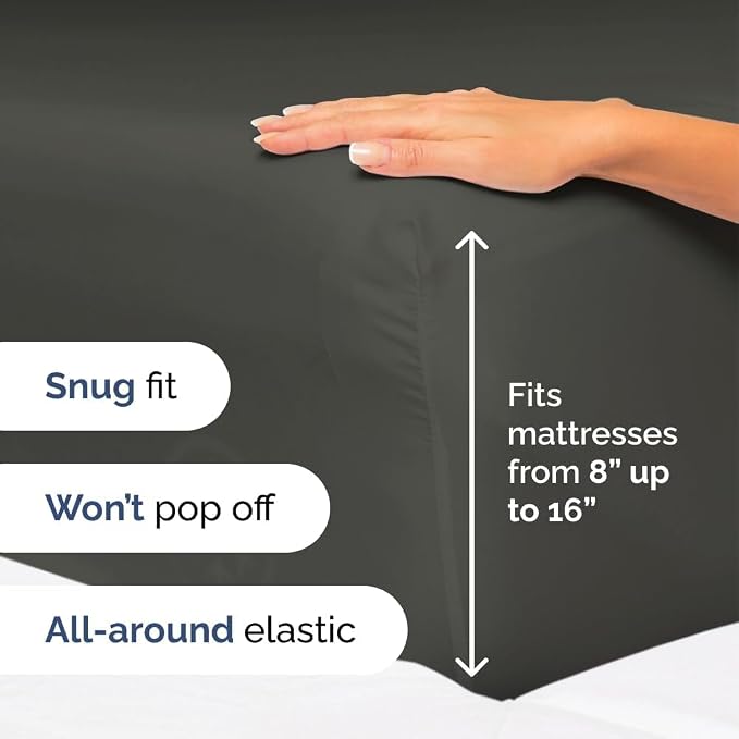 Queen Size 4 Piece Sheet Set - Comfy Breathable & Cooling Sheets - Charcoal | Hotel Luxury Bed Sheets for Women & Men, Deep Pockets, Easy-Fit, Extra Soft and Wrinkle Free Sheets, Oeko-Tex Bed Sheet Set