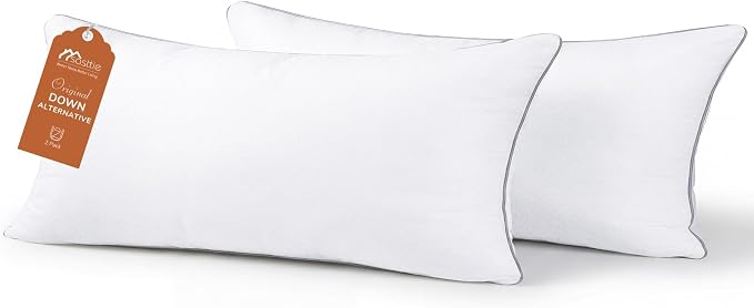 Sasttie 14x36 Body Pillow Inserts Set of 2, Lumbar Sleeping Pillows for Couch, Bed, Living Room - Oeko-Tex Certified Down Alternative Plump Filling - Hotel Quality and Machine Washable, 2 Pack