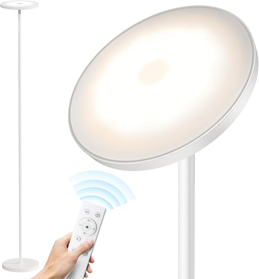 SUNMORY Floor Lamps for Living Room，LED Standing Lamp with Remote Control | 32W/3000LM Super Bright, 69" Tall Floor Lamp with Stepless Dimmable, Modern Torchiere Corner Lamp for Bedroom, Office White
