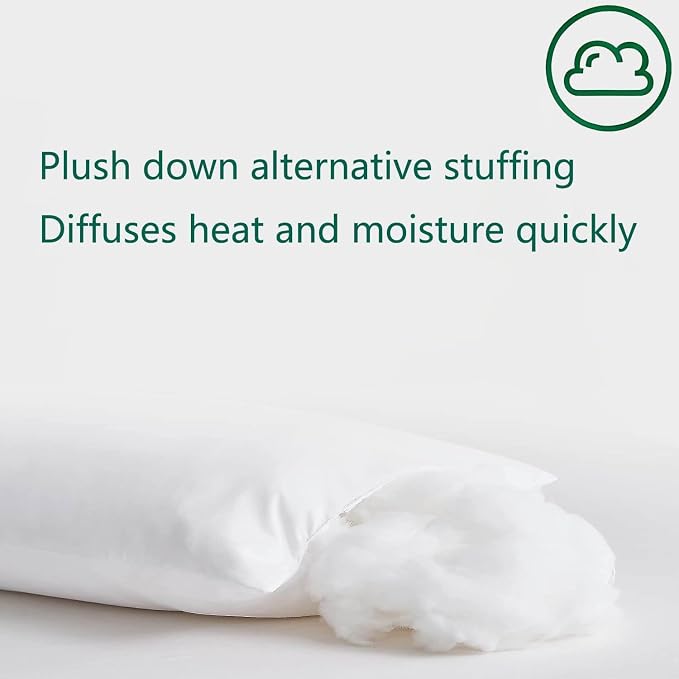 Flat Ultra Thin Bed Pillows Standard Size Pillow Set of 2 Extra Soft Down Alternative for Stomach Back Sleeper White 20x26inches
