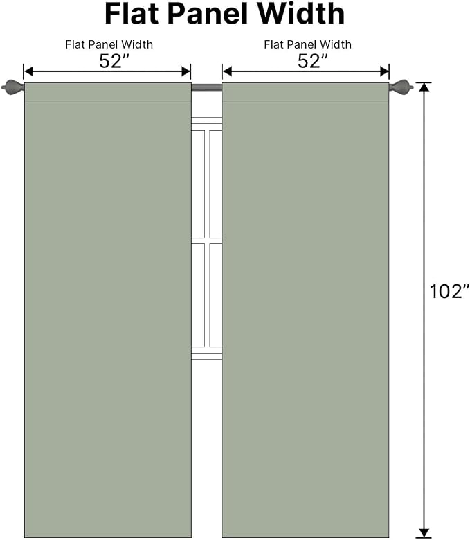 H.VERSAILTEX Back Tab Sage Green Curtains 102 Inch Long for Living Room, Rod Pocket Room Darkening Thermal Insulated Blackout Curtains, 52 x 102 Inch, Light Sage, 2 Panels