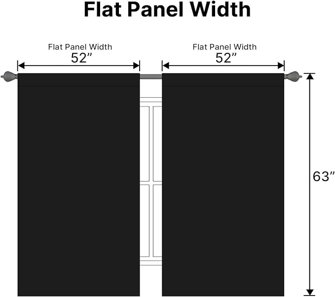 H.VERSAILTEX Blackout Curtains Thermal Insulated Window Treatment Panels Room Darkening Blackout Drapes for Living Room Back Tab/Rod Pocket Bedroom Draperies, 52 x 63 Inch, Black, 2 Panels