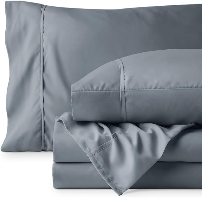 Bare Home Full Sheet Set - 1800 Ultra-Soft (Full, Steel Blue) | Deep Pockets 6 to 15 Inches, Breathable, Hypoallergenic, Hotel Luxury, Easy Fit, Soft, All-Season