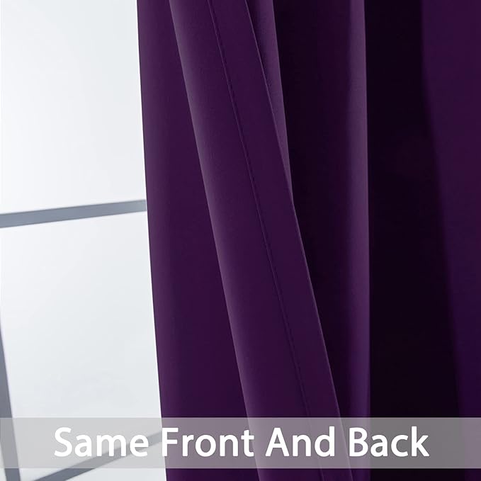Yakamok Room Darkening Curtains 62x63 inch Length Purple-Living Room | 2 panels,grommet blackout window treatment,thermal insulated,light blocking drapes,privacy protection,bedroom dining room