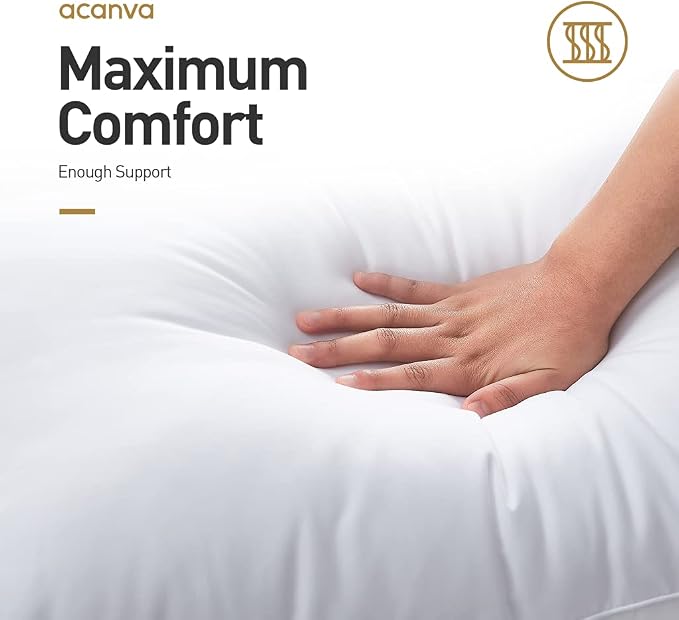 Acanva Bed Pillows for Sleeping, Cooling Hotel Quality with Premium Soft 3D Down Alternative Fill for Back, Stomach or Side Sleepers, King (Pack of 4), White