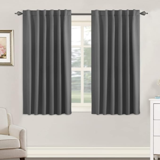 H.VERSAILTEX Blackout Curtains Thermal Insulated Window Treatment Panels Room Darkening Blackout Drapes for Living Room Back Tab/Rod Pocket Bedroom Draperies, 52 x 45 Inch, Bluish Gray, 2 Panels