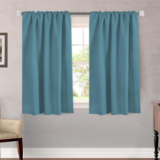 H.VERSAILTEX Blackout Curtains Thermal Insulated Window Treatment Panels Room Darkening Blackout Drapes for Living Room Back Tab/Rod Pocket Bedroom Draperies (2 Panels, Storm Blue, 52 x 54 Inch)