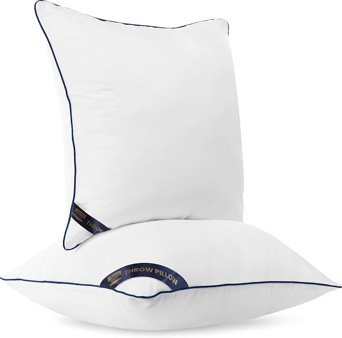 Utopia Bedding 18x18 Throw Pillow Inserts, Decorative Pillows, Pack of 2 | Piping Throw Pillows, Plush & Supportive, Aesthetic Cushion Sham Stuffer for Sofa, Office, Couch & Bed, Set of 2, White