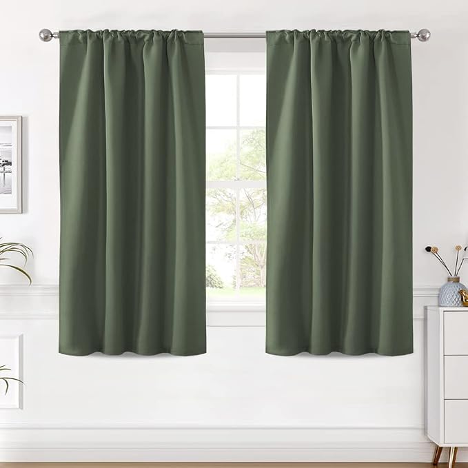 H.VERSAILTEX Blackout Curtains Thermal Insulated Window Treatment Panels Room Darkening Blackout Drapes for Living Room Back Tab/Rod Pocket Bedroom Draperies (2 Panels, Bronze Green, 42 x 54 Inch)