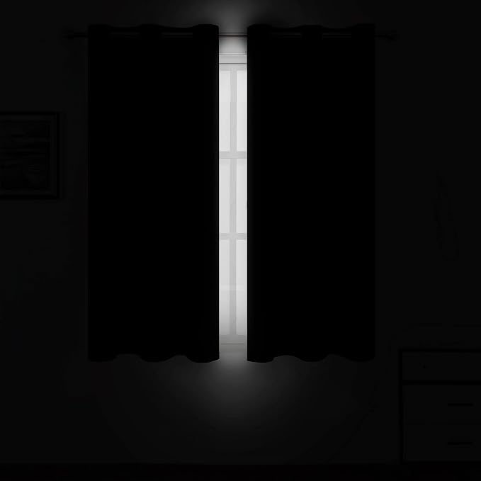 Grey Blackout Curtains/52 x 45 Inch/Set of 2 Panels Room Darkening Short Curtains
