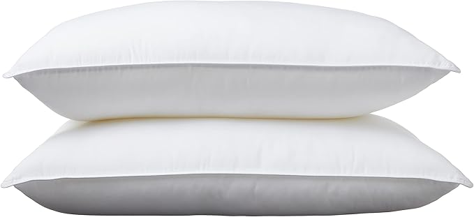 Amazon Basics Down Alternative Pillows for Stomach and Back Sleepers, Soft Density, Standard Size 26" x 20", White, 2-Pack