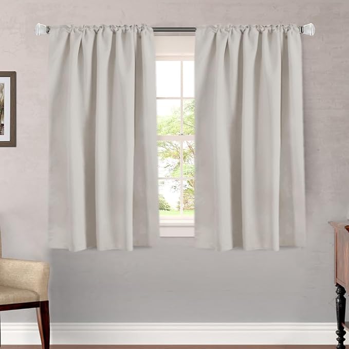 H.VERSAILTEX Blackout Curtains Thermal Insulated Window Treatment Panels Room Darkening Blackout Drapes for Living Room Back Tab/Rod Pocket Bedroom Draperies, 52 x 54 Inch, Stone, 2 Panels