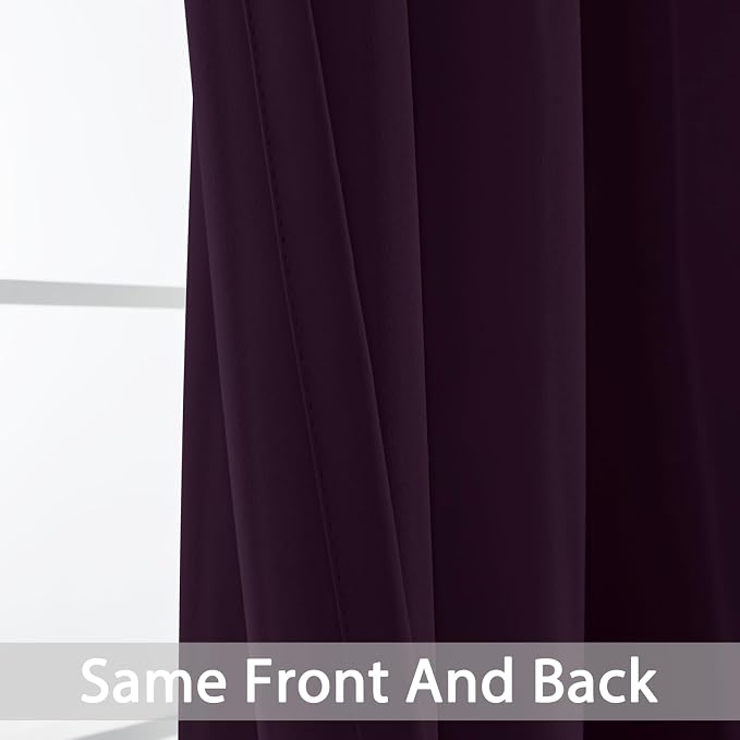 Yakamok Room Darkening Curtains 52x84 inch Length Dark Purple-Living Room | 2 panels,grommet blackout window treatment,thermal insulated,light blocking drapes,privacy protection,bedroom dining room