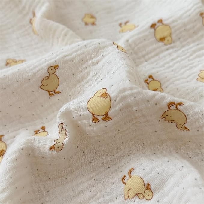 Baby Duckling Print Duvet Cover 47x59 Inch, Soft Muslin Duvet Cover for Boys Girls Crib Bedding Gift for Toddlers, Duck Print (Pillowcase Not Included)