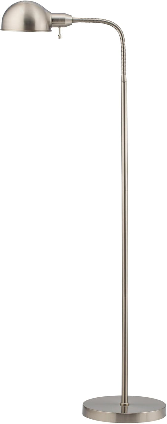 O'Bright Adjustable Floor Lamp with Flexible Gooseneck and Rotatable Shade, E26 Socket, 10-Inch Base - Ideal for Reading, Bedside, Living Room, Brushed Nickel