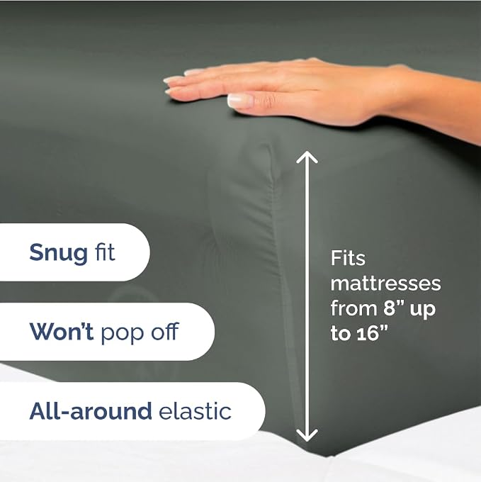 King Size 4 Piece Sheet Set - Ultra Soft & Cooling Sheets - Gunmetal Grey | Fits 8 Inch to 16 inch Mattress, Wrinkle Free & Fade Resistant with Deep Pockets, Breathable, Comfy Hotel Luxury Bedding