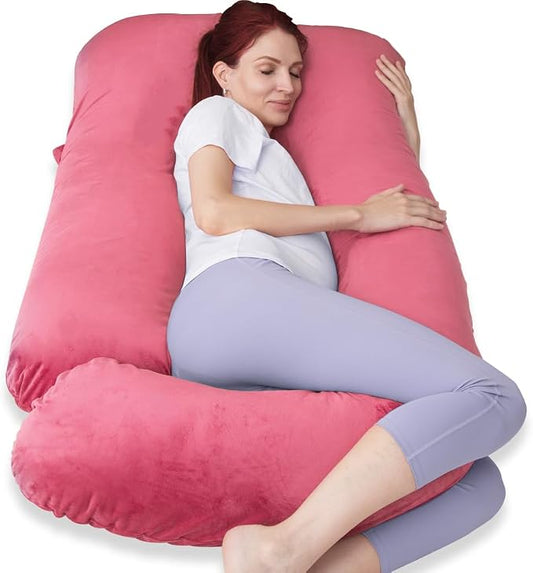 60 Inch Pregnancy Pillow for Sleeping (RED) | Extra Large U Shaped Body Pillow, Maternity Pillow for Pregnant Women