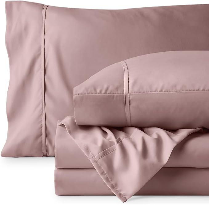 Bare Home Twin Sheet Set - 1800 Ultra-Soft (Twin, Mauve) | Deep Pockets 6 to 15 Inches, Breathable, Hypoallergenic, Hotel Luxury, Easy Fit, Soft, All-Season