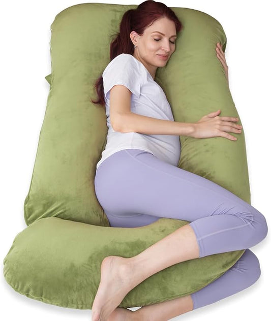 60 Inch Pregnancy Pillow for Sleeping (Green) | Extra Large U Shaped Body Pillow, Maternity Pillow for Pregnant Women
