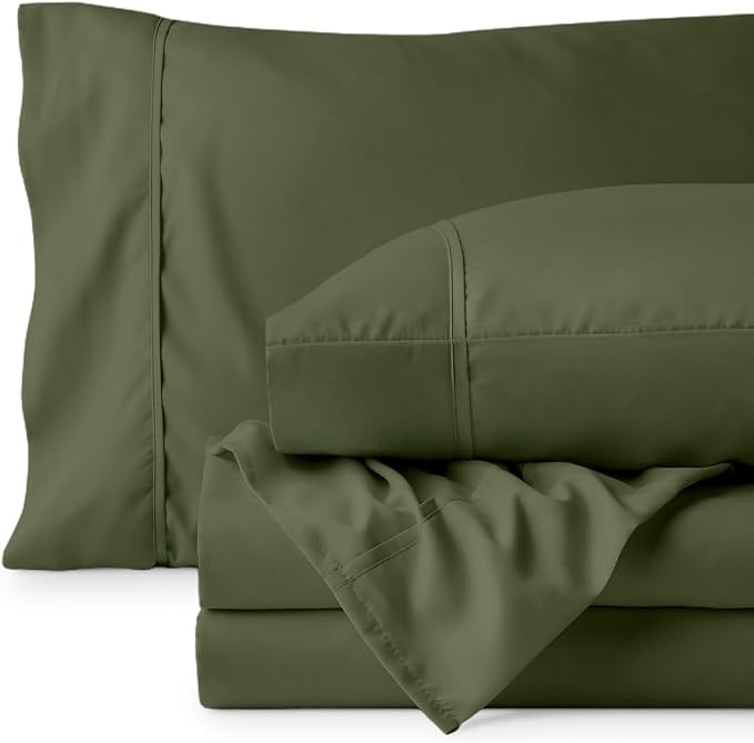 Bare Home Full XL Sheet Set - 1800 Ultra-Soft (Full XL, Cypress) | Deep Pockets 6 to 15 Inches, Breathable, Hypoallergenic, Hotel Luxury, Easy Fit, Soft, All-Season