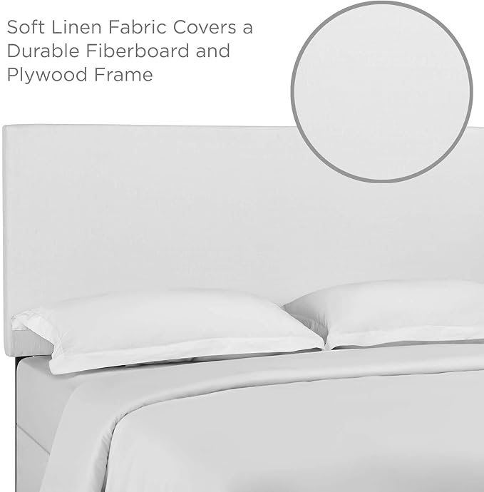 Modway Claire Linen Fabric Upholstered King and California King Headboard in White