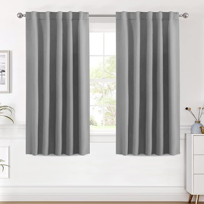 H.VERSAILTEX Blackout Curtains Thermal Insulated Window Treatment Panels Room Darkening Blackout Drapes for Living Room Back Tab/Rod Pocket Bedroom Draperies (2 Panels, Grey, 42 x 54 Inch)
