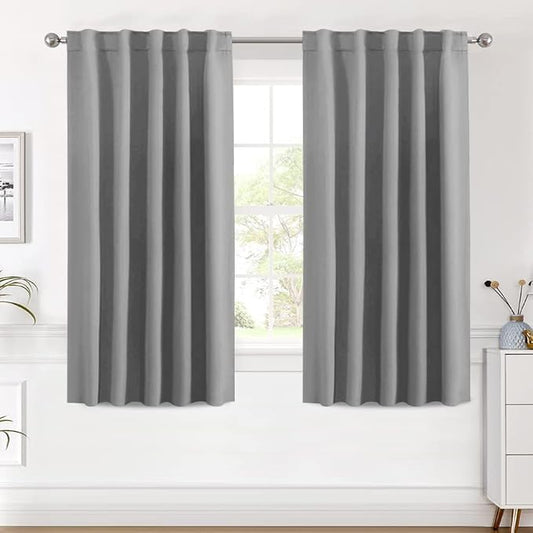 H.VERSAILTEX Blackout Curtains Thermal Insulated Window Treatment Panels Room Darkening Blackout Drapes for Living Room Back Tab/Rod Pocket Bedroom Draperies (2 Panels, Grey, 42 x 54 Inch)