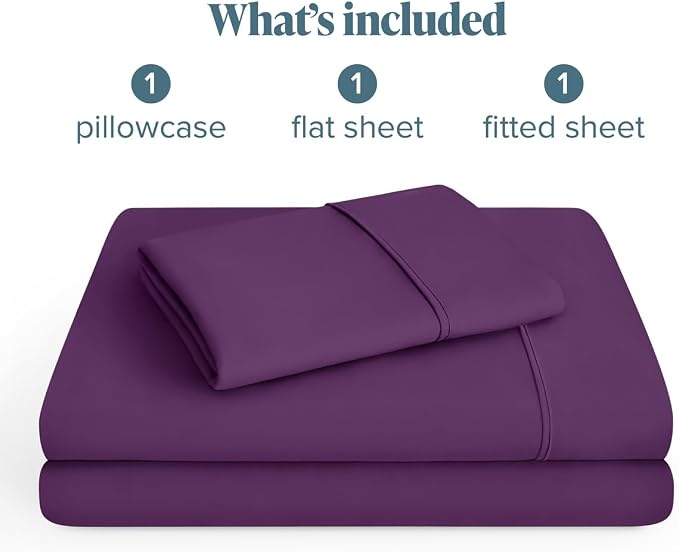 Bare Home Twin Sheet Set - 1800 Ultra-Soft Microfiber - Double Brushed - Deep Pockets - Easy Fit - Extra Soft - 3 Piece Set - Bedding Sheets & Pillowcases (Twin, Plum) | Deep Pockets 6 to 15 Inches, Breathable, Hypoallergenic, Hotel Luxury, Easy Fit, S...