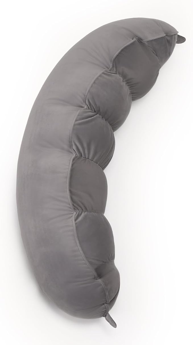 Peallow(Pat. Pend) – Long Round Body Pillow for Adults, Bolster Pillow for Sleeping, Soft and Supportive Pillow for Sleeping & Lumbar Support (Urban Grey, 29.5")