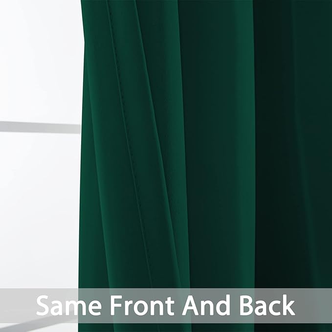 Yakamok Dark Green Room Darkening Window Curtains 52x36 Inch for Kitchen | Grommet,Thermal Insulated ,Blackout Curtains Drapes,Blocks some light adds privacy,Living room Bathroom,2 Panel Valance