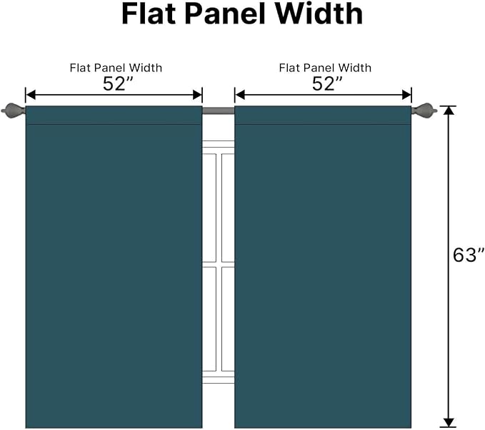 H.VERSAILTEX Blackout Curtains Thermal Insulated Window Treatment Panels Room Darkening Blackout Drapes for Living Room Back Tab/Rod Pocket Bedroom Draperies, 52 x 63 Inch, Dark Teal, 2 Panels