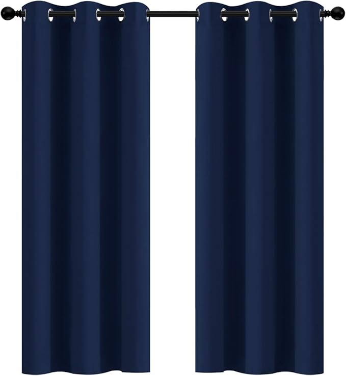 Yakamok Room Darkening Curtains 42x72 inch Length Navy Blue-Living Room | 2 panels,grommet blackout window treatment,thermal insulated,light blocking drapes,privacy protection,bedroom dining room