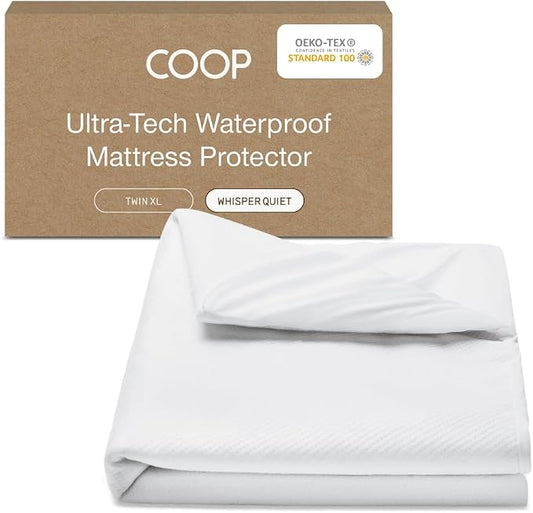 Coop Home Goods Ultra-Tech Waterproof Mattress Protector Twin XL, Smooth Top Mattress Pad, Waterproof Cover, Up to 18 Inches Deep, Machine Washable, Noiseless Comfort, Twin XL (39x80)